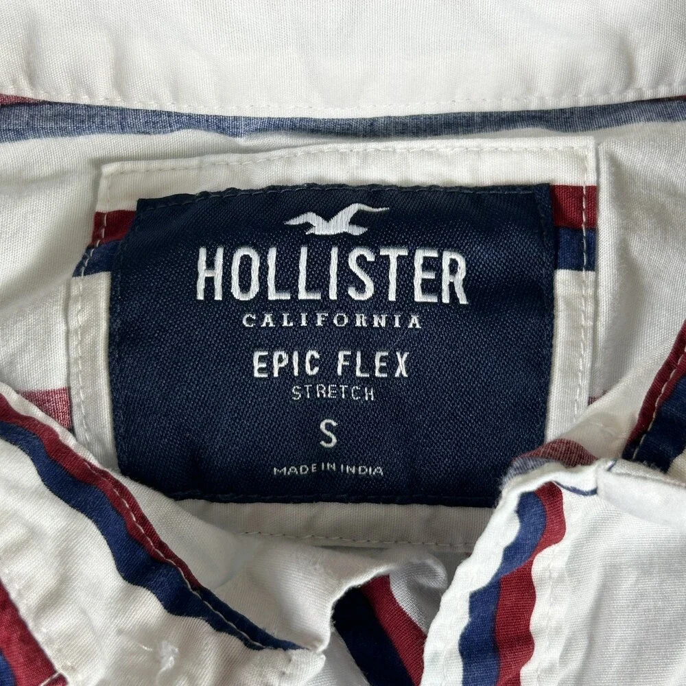 Hollister Shirt Mens Small Lot of 2 Striped Button Up Short Sleeve Epic Flex
